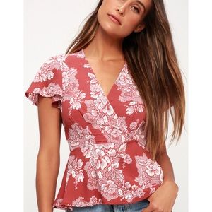 *SOLD* Lulus floral wrap tie shirt